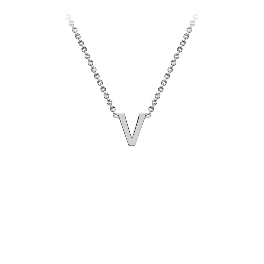 White Solid Gold Initial Necklace