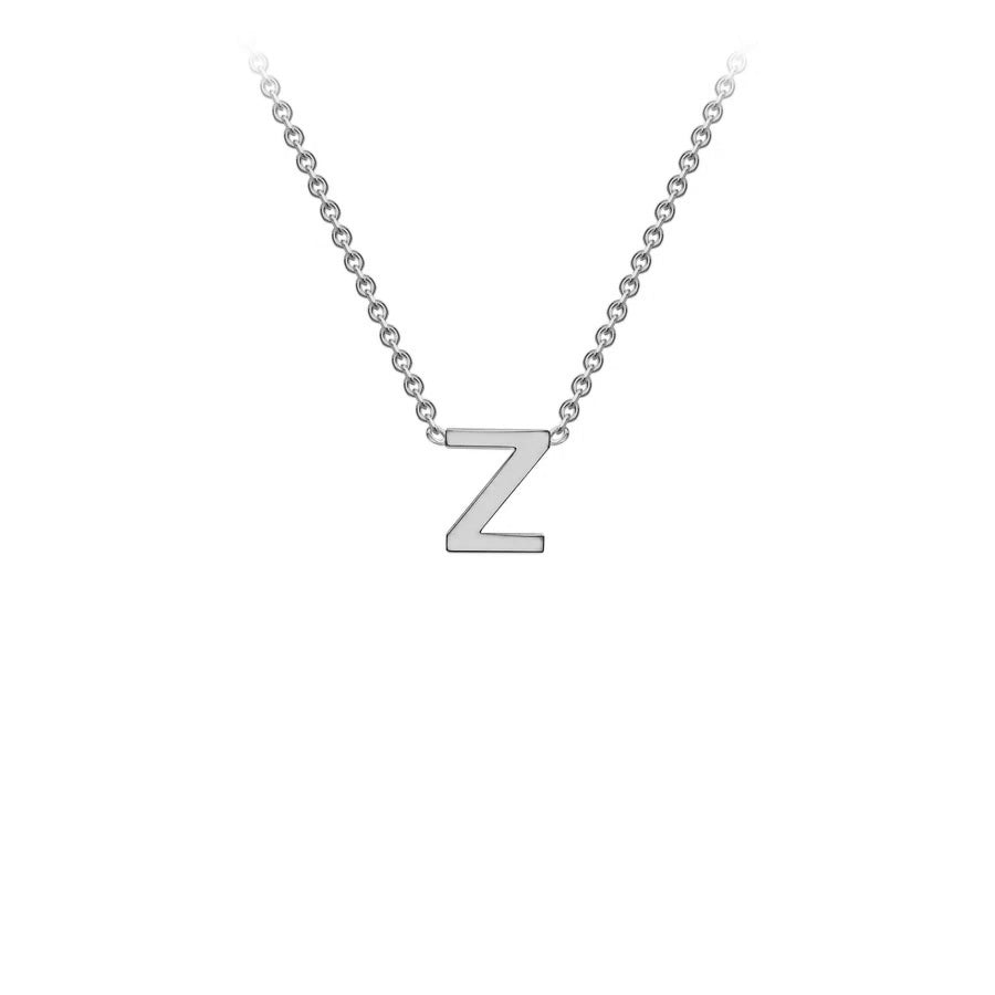 White Solid Gold Initial Necklace