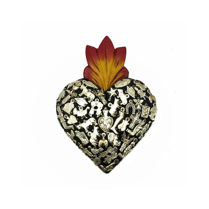 Mexican Black Milagros Heart
