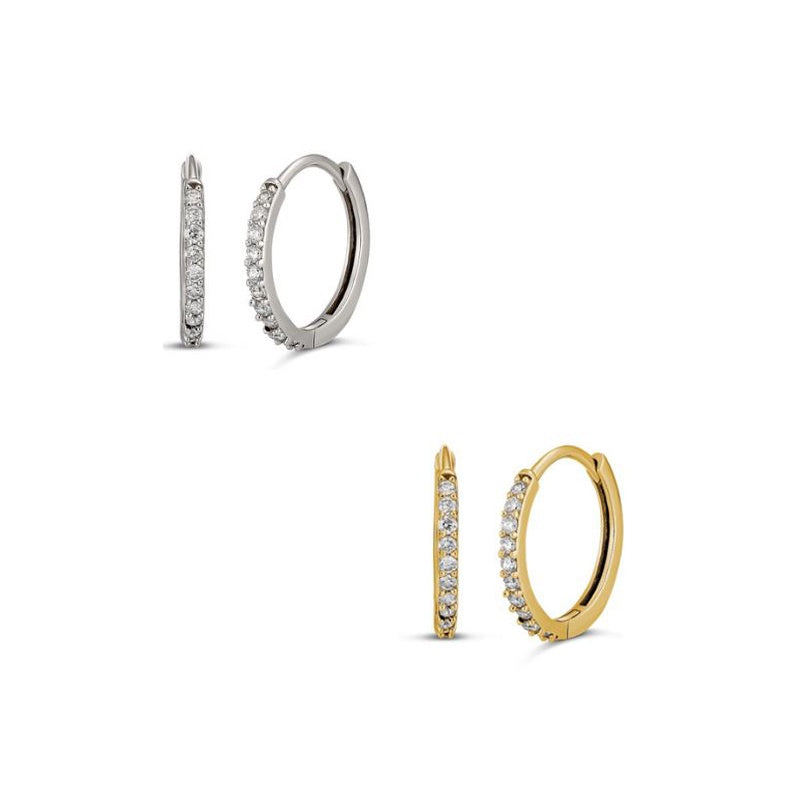Solid Gold Diamond Huggie Earrings