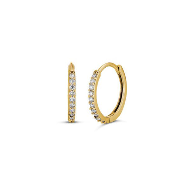 Solid Gold Diamond Huggie Earrings