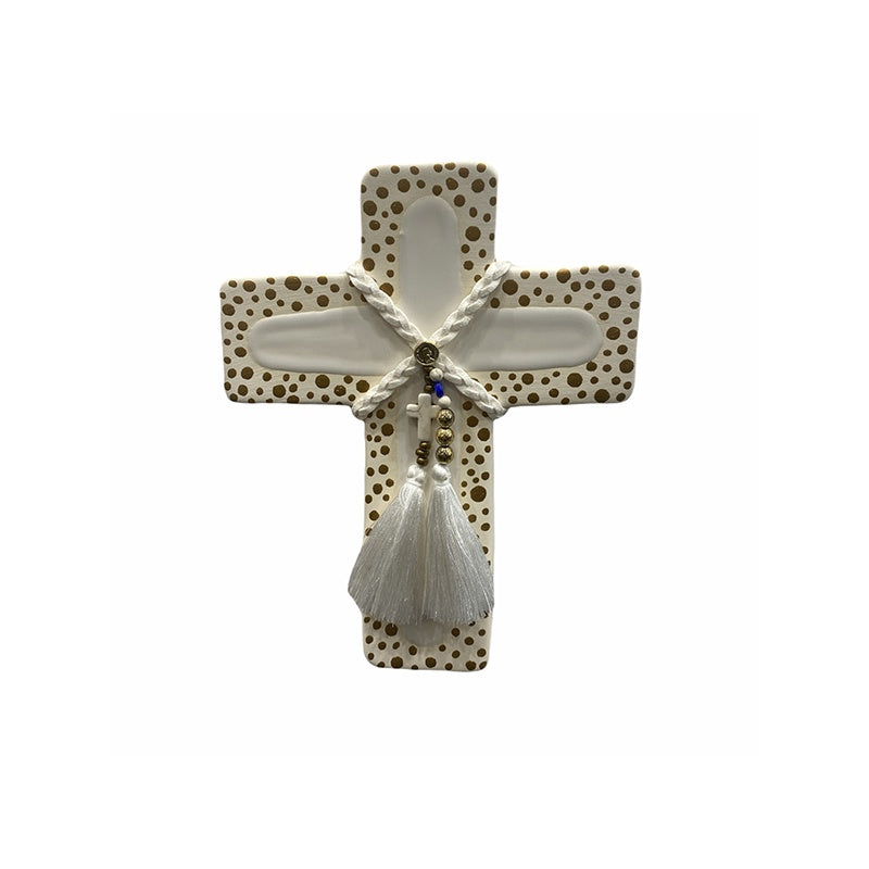 Goldene Cross Wall Plaque - White