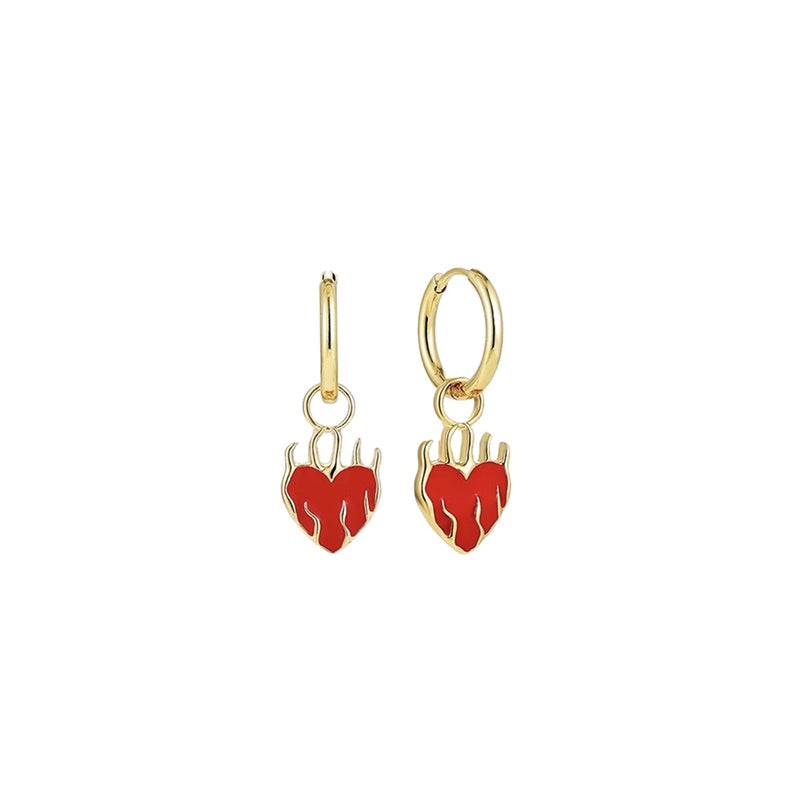 Flaming Heart Earrings