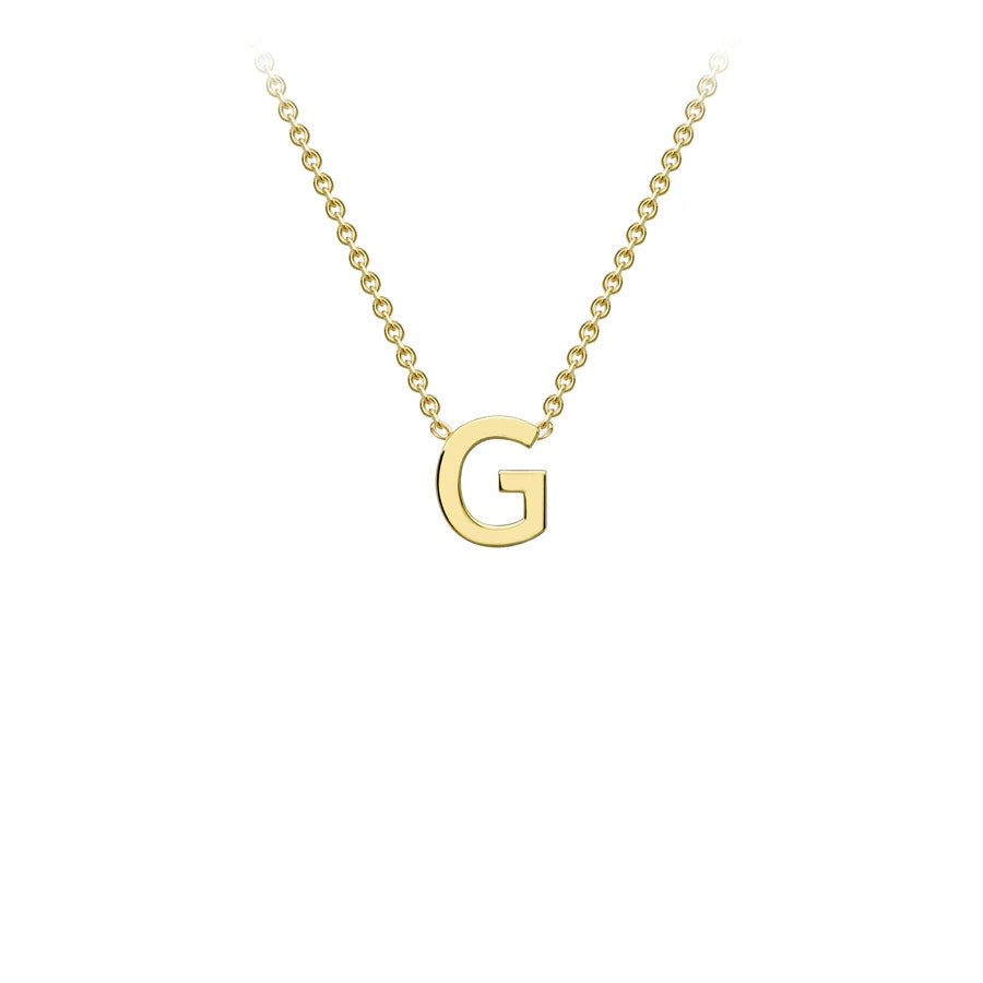 Yellow Solid Gold Initial Necklace