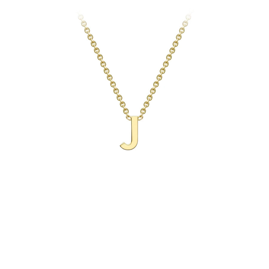 Yellow Solid Gold Initial Necklace