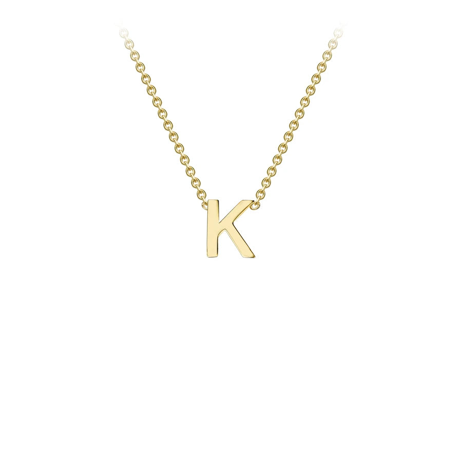 Yellow Solid Gold Initial Necklace