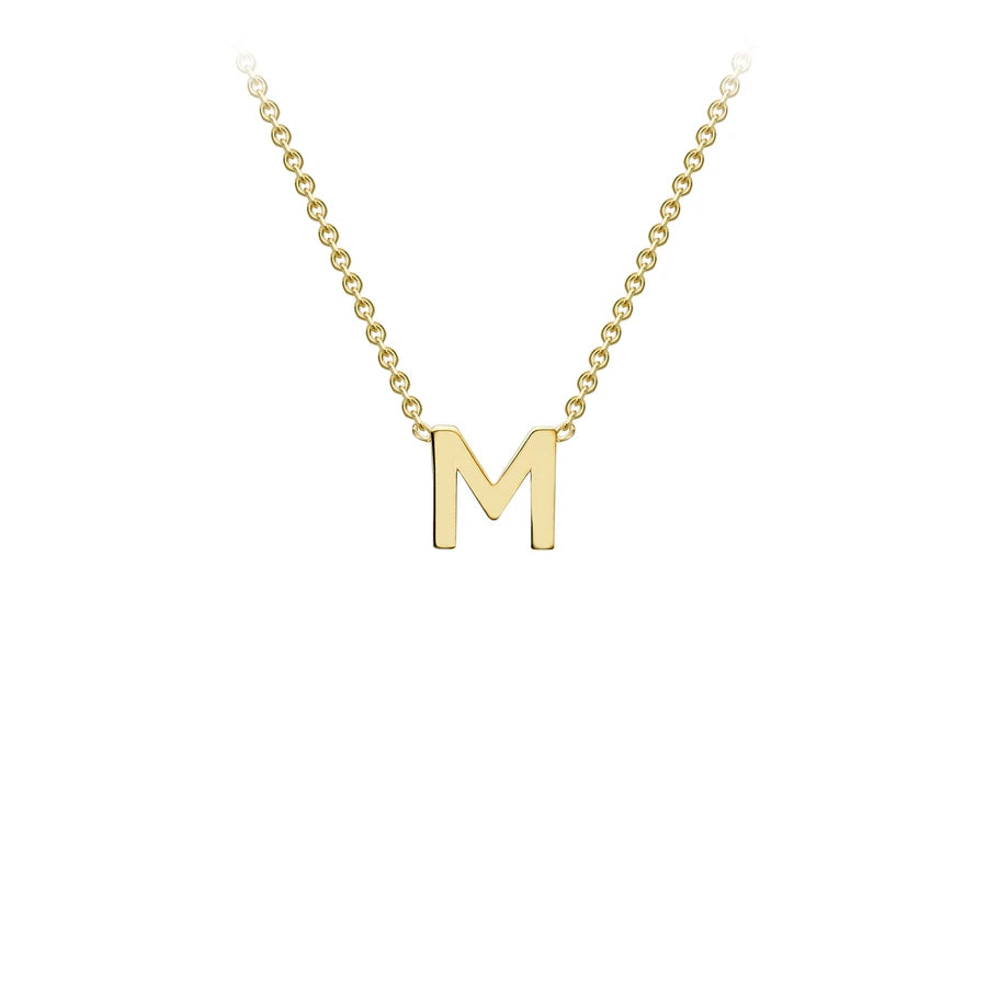 Yellow Solid Gold Initial Necklace