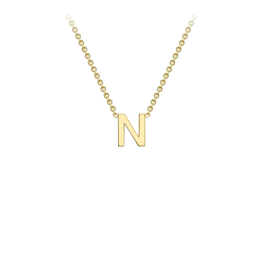 Yellow Solid Gold Initial Necklace