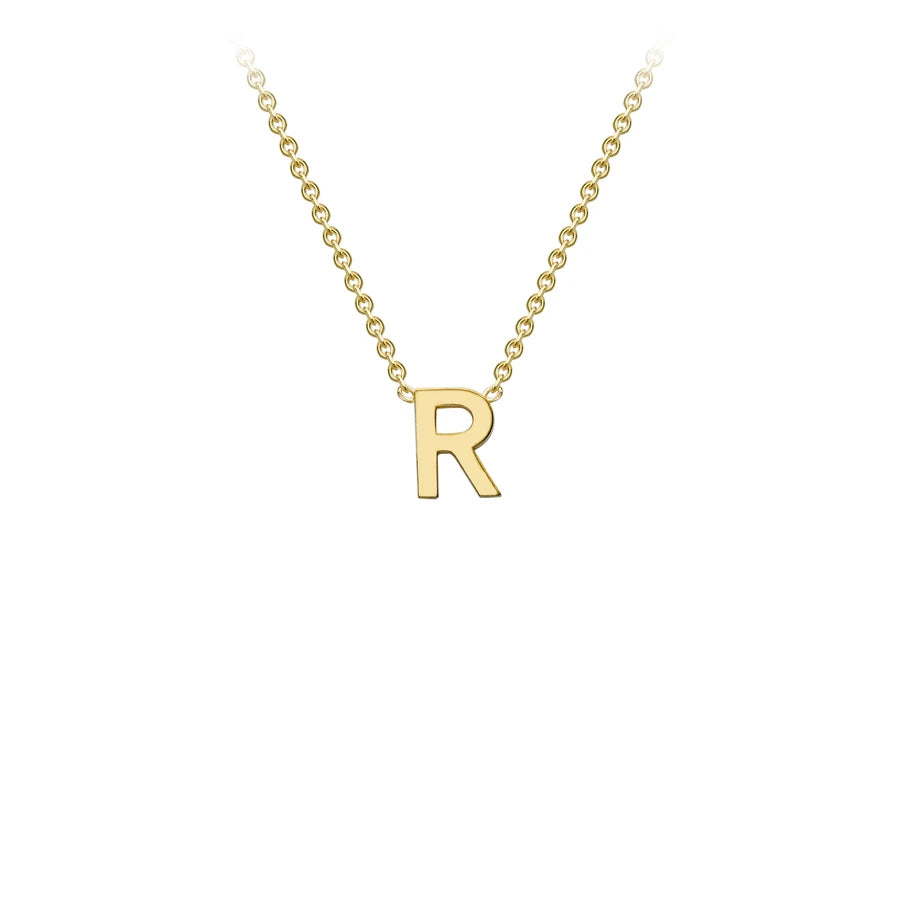 Yellow Solid Gold Initial Necklace