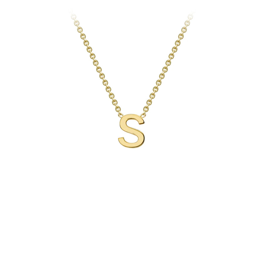 Yellow Solid Gold Initial Necklace
