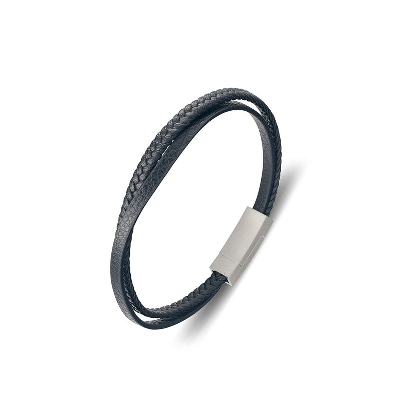 Double Strand Mens Leather Bracelet