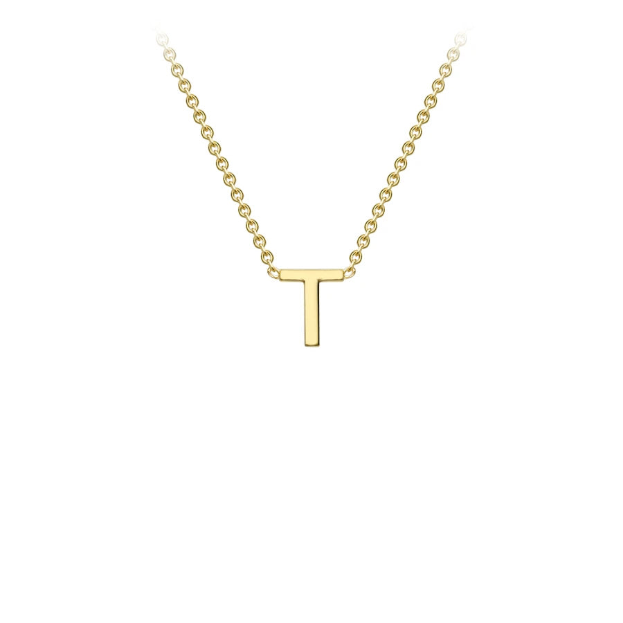 Yellow Solid Gold Initial Necklace