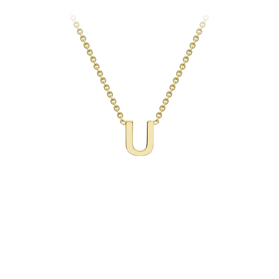 Yellow Solid Gold Initial Necklace