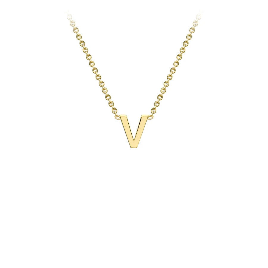 Yellow Solid Gold Initial Necklace